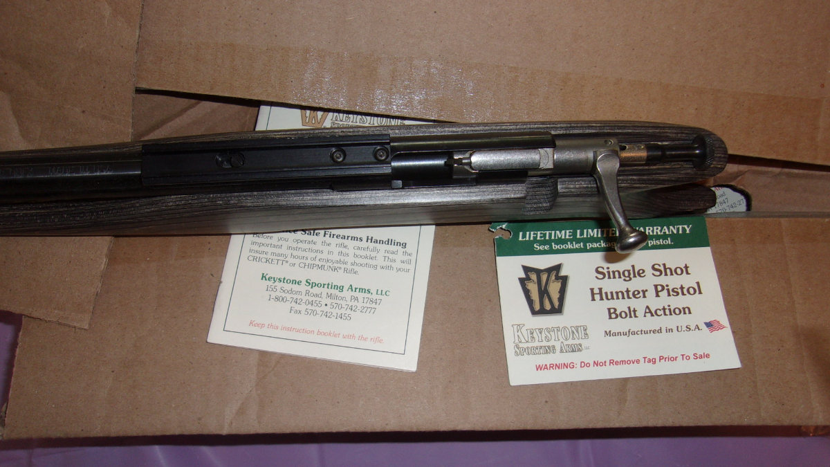 Keystone Chipmunk Black/Grey Laminate Stock, Blued Receiver And Barrel, Weaver Scope Ring Mount