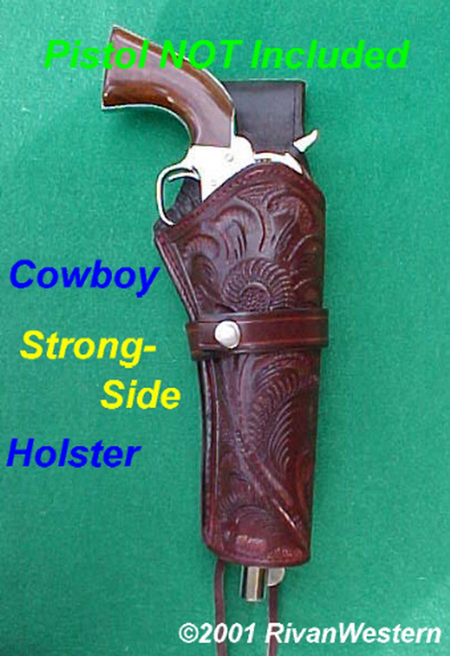 Cowboy StrongSide Holster in Brown Tooled Leather