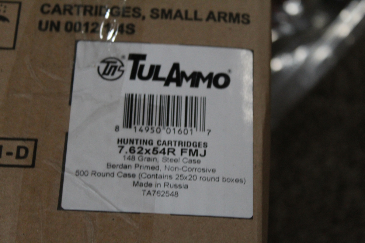 500 rounds of tulaammo 7 62 x 54 r ammo with no reserve 7 62x54r for